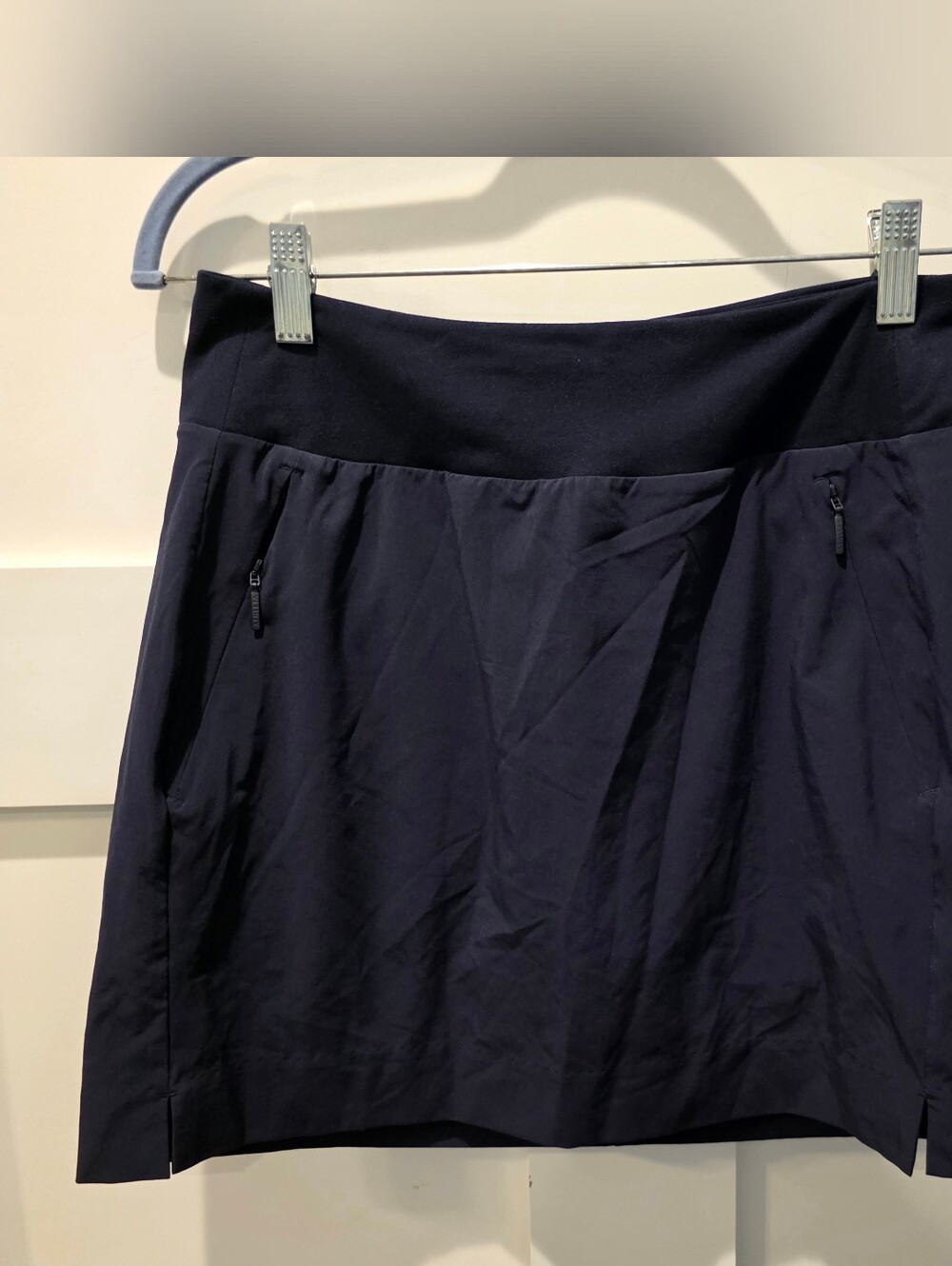 Athleta Soho Skort Women's 4 Zipped Pockets Tennis Golf Outdoor Casual Navy